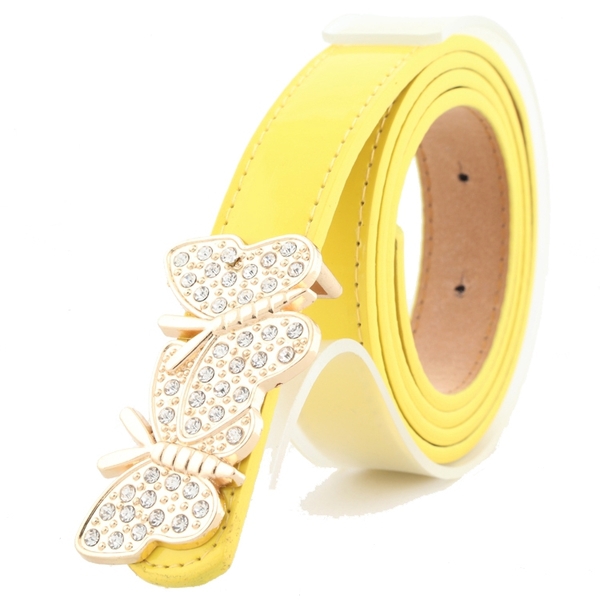 Дамски колан с гладка катарама "пеперуда"  в няколко цвята - лилав, кафяв, бял, розов, червен, жълт и черен