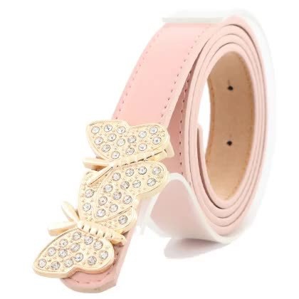 Дамски колан с гладка катарама "пеперуда"  в няколко цвята - лилав, кафяв, бял, розов, червен, жълт и черен