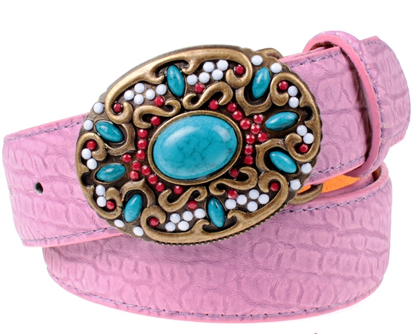 Ζώνες από από συνθετικό δέρμα  και πόρπη πέτρες και χάντρες - κόκκινο, μπλε, μαύρο, μοβ, ροζ, πορτοκαλί