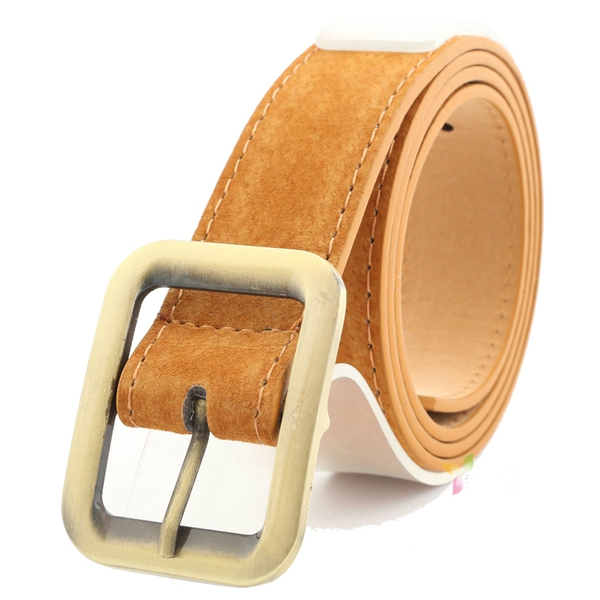 Дамски кожен колан в ретро дизайн и катарама в бронзов цвят  