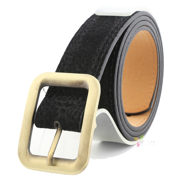 Дамски кожен колан в ретро дизайн и катарама в бронзов цвят  