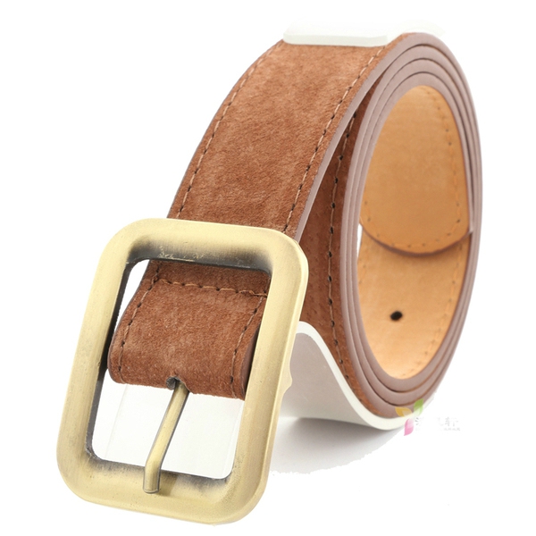 Дамски кожен колан в ретро дизайн и катарама в бронзов цвят  