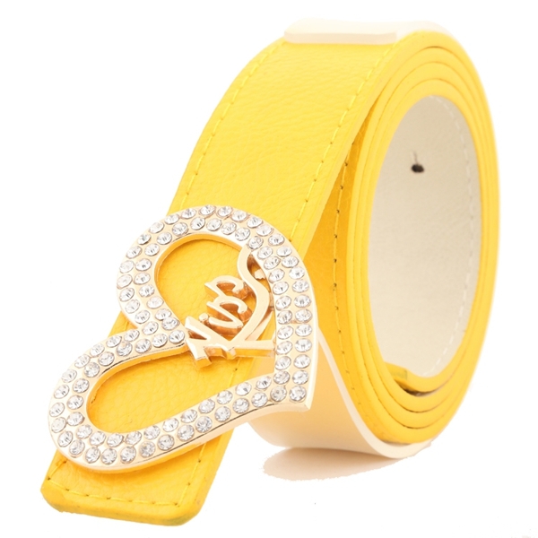 Ζώνες από από συνθετικό δέρμα  και πόρπη σε σχήμα καρδιάς - κίτρινο, κόκκινο, ροζ, καφέ, μπλε και μαύρο