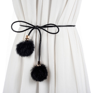 Дамски тънък колан с верижка в няколко модела - кафяв, бял и черен