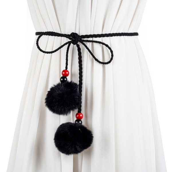 Λεπτή ζώνη με αλυσίδα σε διάφορα μοντέλα - καφέ, λευκό και μαύρο