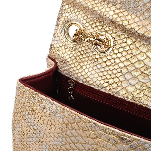 Дамска супер луксозна и елегантна чанта в златисти отенъци