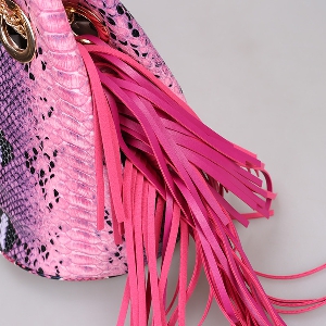Дамска чанта с верижна дръжка през рамо в сиво и розово