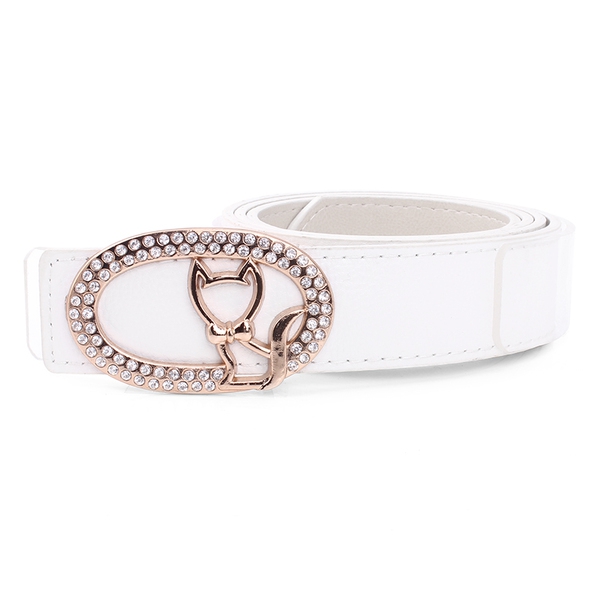 Δερμάτινη ζώνη faux σε διάφορα χρώματα - μαύρο, κίτρινο, κόκκινο - με λεία πόρπη "γατάκι"