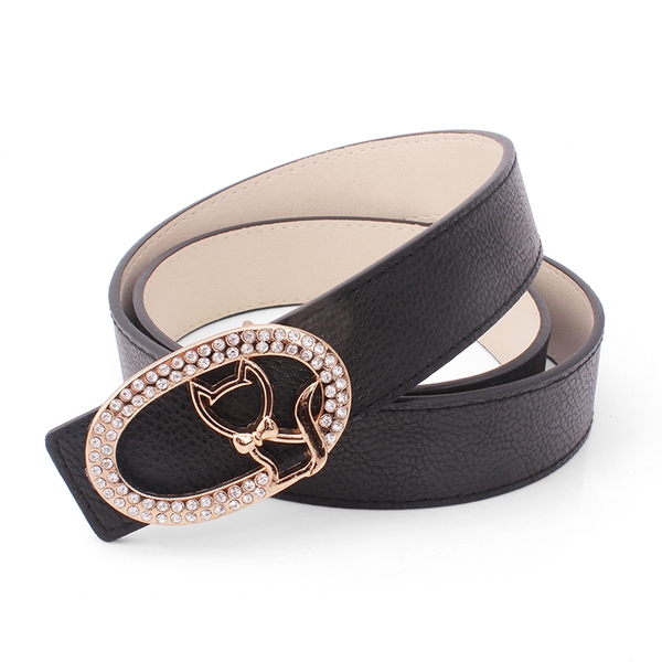 Δερμάτινη ζώνη faux σε διάφορα χρώματα - μαύρο, κίτρινο, κόκκινο - με λεία πόρπη "γατάκι"