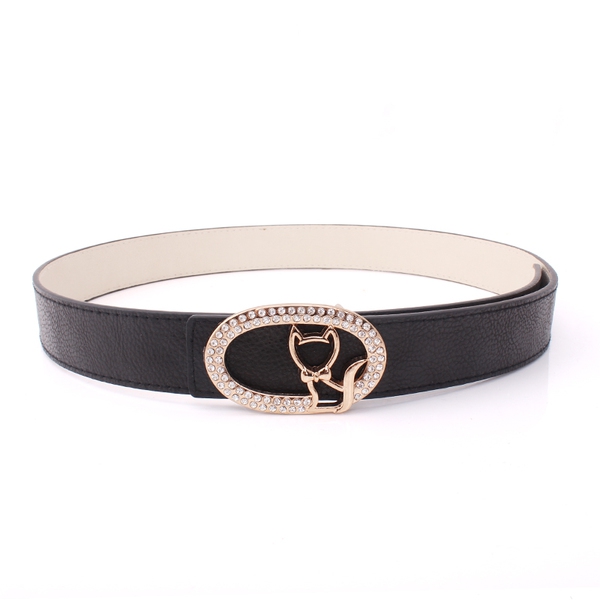 Δερμάτινη ζώνη faux σε διάφορα χρώματα - μαύρο, κίτρινο, κόκκινο - με λεία πόρπη "γατάκι"