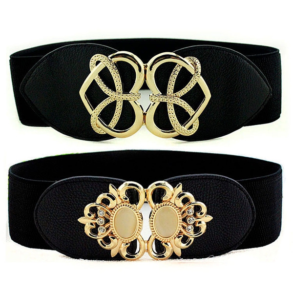 Дамски кожен широк колан с размери - дължина 65 см и ширина 6 см 