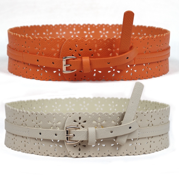 Φαρδιά ζώνη  με ελαστική μέση - ένα ρετρό μοντέλο σε διάφορα χρώματα - πορτοκαλί, καφέ, μωβ, μαύρο, κόκκινο, γκρι - ελαστικό