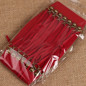 Дамски еластичен и широк колан за талия с ресни - тип корсет в три цвята - кафяв, черен и червен