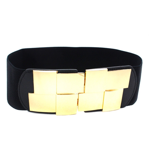 Γυναικεία φαρδιά ελαστική ζώνη με έναν τύπο πόρπη «γεωμετρικά σχήματα» - μαύρο, κόκκινο, γκρι