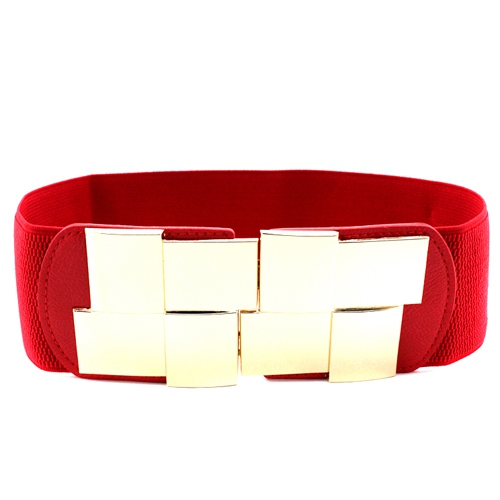 Γυναικεία φαρδιά ελαστική ζώνη με έναν τύπο πόρπη «γεωμετρικά σχήματα» - μαύρο, κόκκινο, γκρι