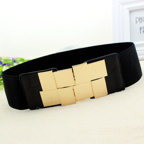 Γυναικεία φαρδιά ελαστική ζώνη με έναν τύπο πόρπη «γεωμετρικά σχήματα» - μαύρο, κόκκινο, γκρι