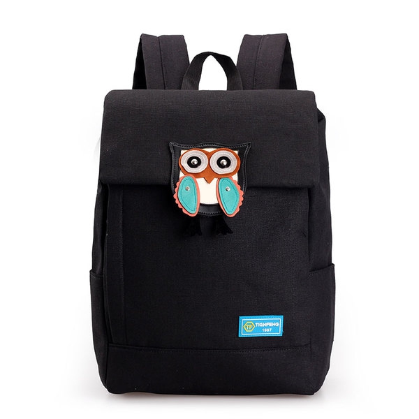 Γυναικείο  σακίδιο με κουκουβάγια γκόμενα σε μαύρο, γκρι, μπλε και κόκκινο - 4 μοντέλα