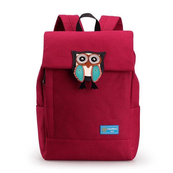 Γυναικείο  σακίδιο με κουκουβάγια γκόμενα σε μαύρο, γκρι, μπλε και κόκκινο - 4 μοντέλα