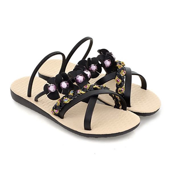 Дамски сандали бял черен оранжев и зелен цвят