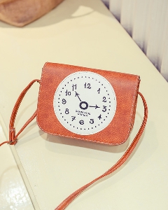 Мини дамска чантичка с имитация на часовник
