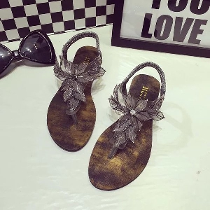 Дамски сандали черен и златист цвят