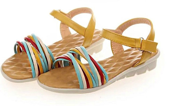 Οι γυναίκες σανδάλια μπεζ κίτρινο και γαλάζιο