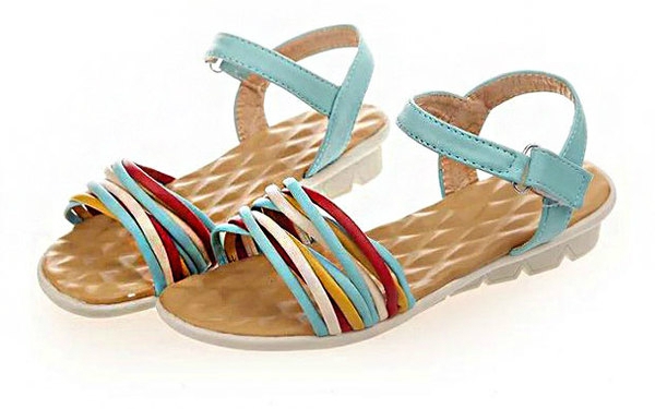 Οι γυναίκες σανδάλια μπεζ κίτρινο και γαλάζιο