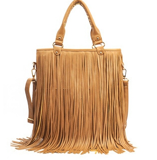 Τσάντα με κρόσια σε τέσσερα χρώματα - μαύρο-άσπρο, μπεζ και πορτοκαλί