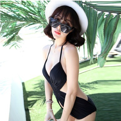 Οι γυναίκες μαγιό κοστούμι κομμάτι με ανοιχτή πλάτη: Μαύρο και Άσπρο