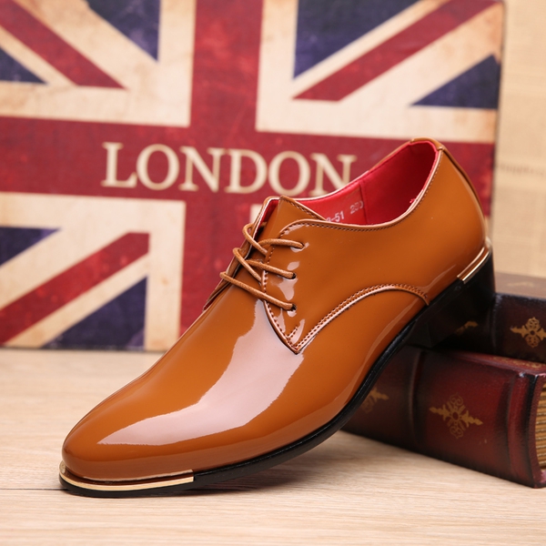 Ανδρικά επίσημα παπούτσια σε 4 σχέδια - μαύρο, κρασί κόκκινο, καφέ και σκούρο μπλε χρώμα