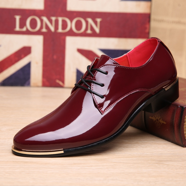 Ανδρικά επίσημα παπούτσια σε 4 σχέδια - μαύρο, κρασί κόκκινο, καφέ και σκούρο μπλε χρώμα