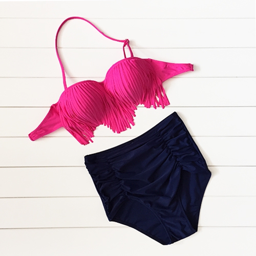 Γυναικείο μαγιό με κρόσσια και υψηλή μέση