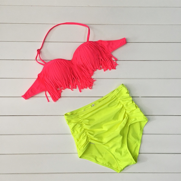 Γυναικείο μαγιό με κρόσσια και υψηλή μέση