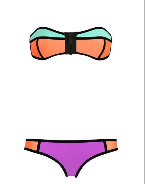  Неопренов бански  с цип в свежи цветове