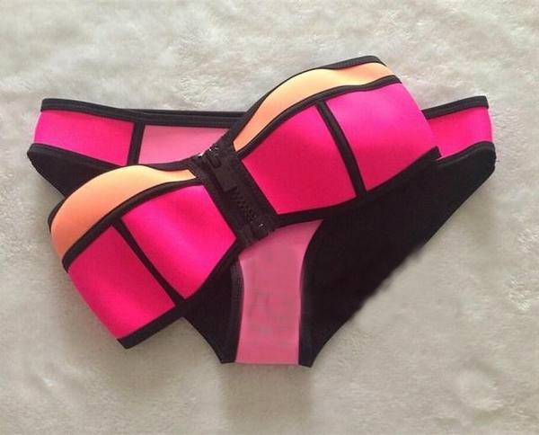  Неопренов бански  с цип в свежи цветове