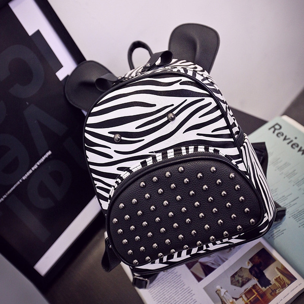 Γυναικείο ζέβρα σακίδιο με  αυτιά