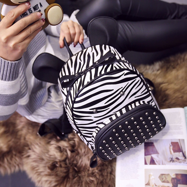 Γυναικείο ζέβρα σακίδιο με  αυτιά