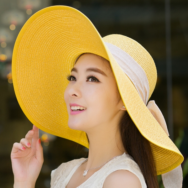 Οι γυναίκες το καλοκαίρι καπέλα παραλία - κίτρινο, μπλε, ροζ