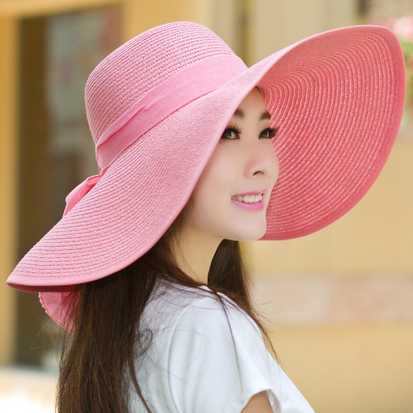 Οι γυναίκες το καλοκαίρι καπέλα παραλία - κίτρινο, μπλε, ροζ