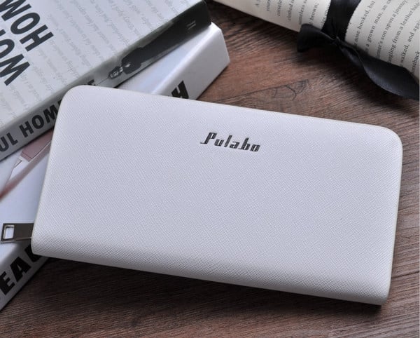 Γυναικείο πορτοφόλι σε λευκό, μπλε, καφέ, μαύρο και μπεζ χρώμα