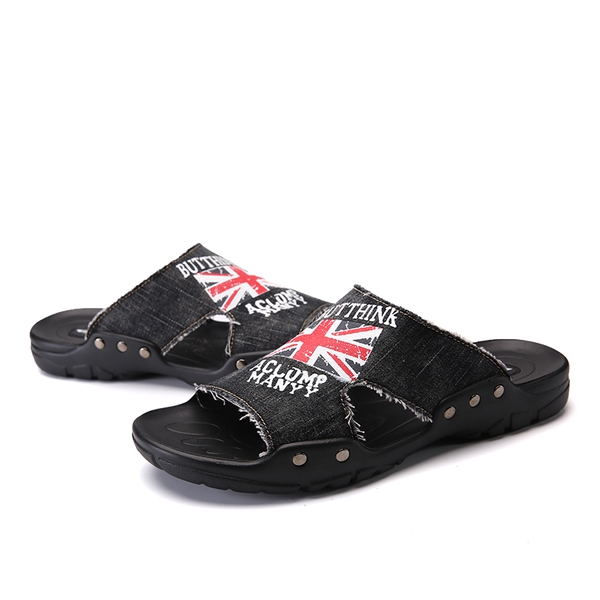 Παντόφλες ανδρών φως μπλε σκούρο μπλε και μαύρο