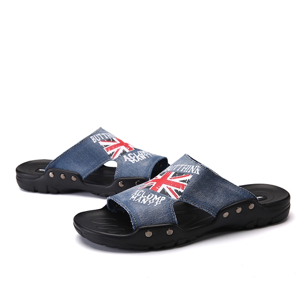 Παντόφλες ανδρών φως μπλε σκούρο μπλε και μαύρο