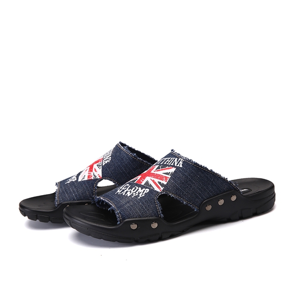 Παντόφλες ανδρών φως μπλε σκούρο μπλε και μαύρο