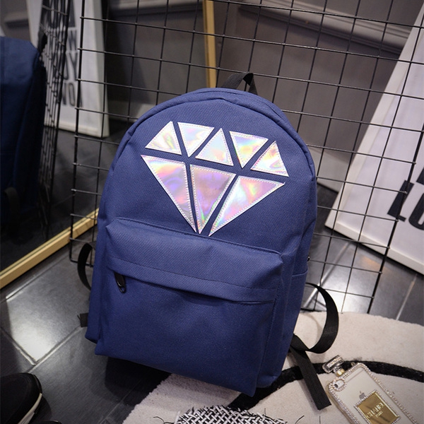 Дамска диамантена раница - лилав , син, светло син, розов и черен цвят