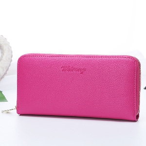 Дамски портфейл от изкуствена кожа в розов,син,цикламен,черен и сребрист цвят