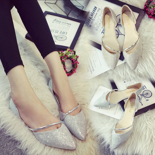 Γυαλιστερά καθημερινά γυναικεία παπούτσια σε ασήμι και χρυσό χρώμα