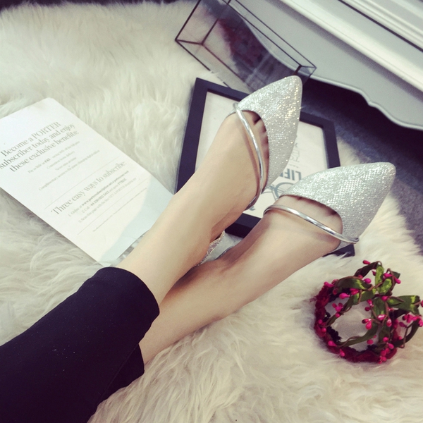 Γυαλιστερά καθημερινά γυναικεία παπούτσια σε ασήμι και χρυσό χρώμα