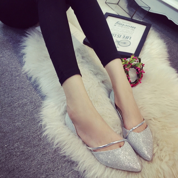 Γυαλιστερά καθημερινά γυναικεία παπούτσια σε ασήμι και χρυσό χρώμα