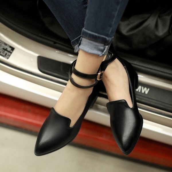 Дамски отворени обувки с дълга каишка  в - черен, кафяв или винен цвят