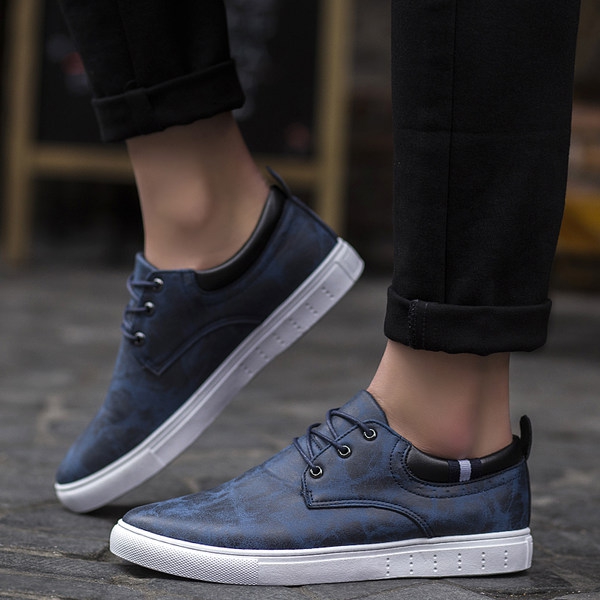 Мъжки пролетни обувки от изкуствена кожа - 6 модела - черни, сиви, бели и кафяви